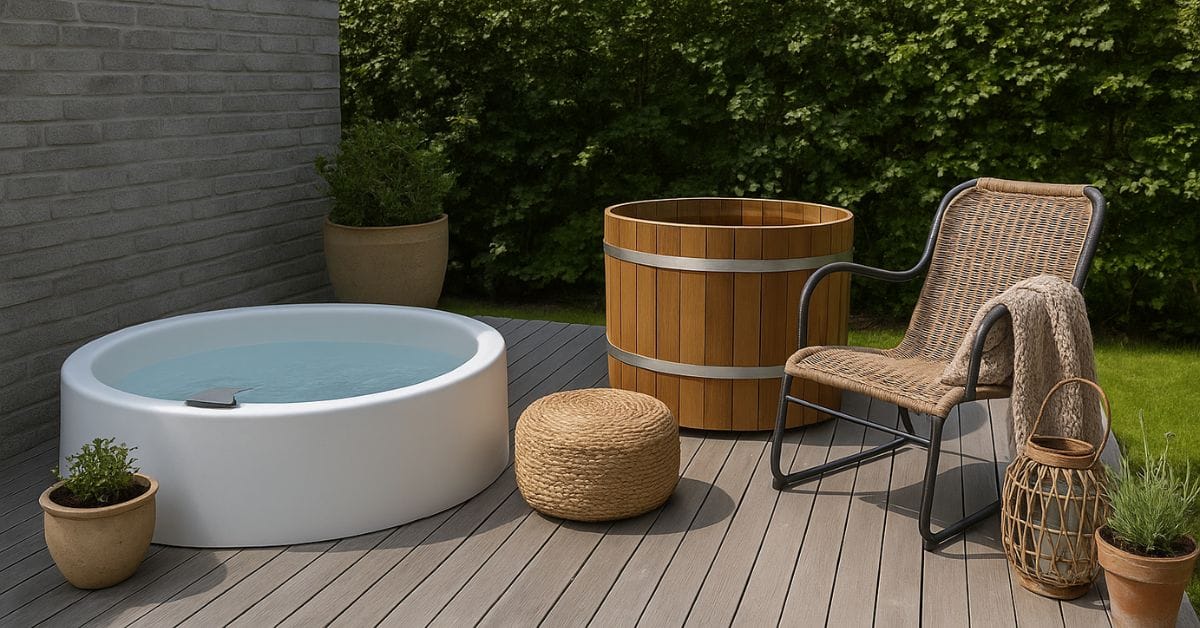 Sådan indretter du et hyggeligt hjørne med udespa og isbad